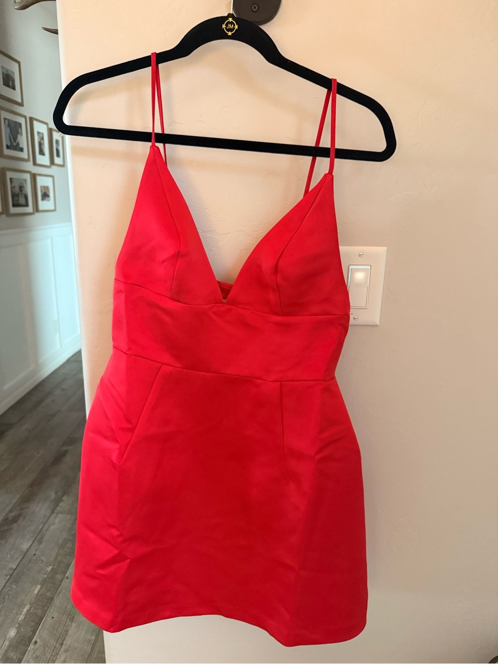 Kimchi Blue (Urban Outfitters) Bright Red Spaghetti Strap V-Neck Mini Dress